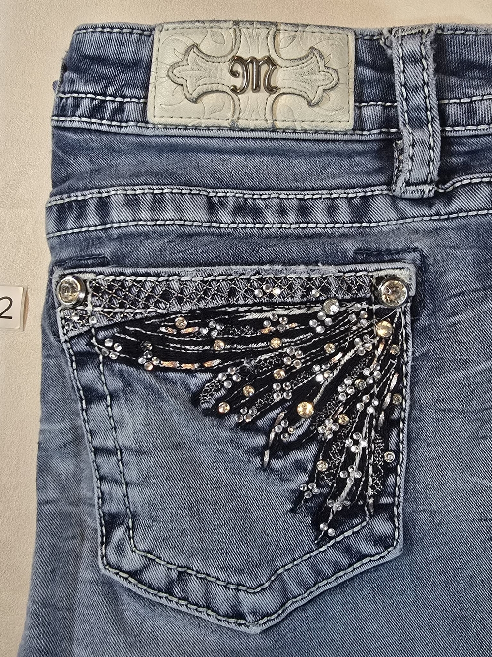 Miss Me Bootcut Jeans with Rhinestone Embellished Pocket Size 28